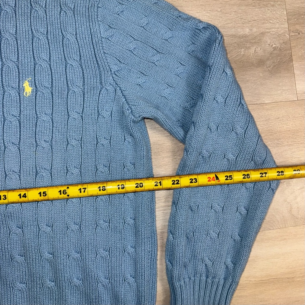 Polo Ralph Lauren Cable Knit Sweater Pullover Pony Light Blue Men’s Size Large - Picture 4 of 6